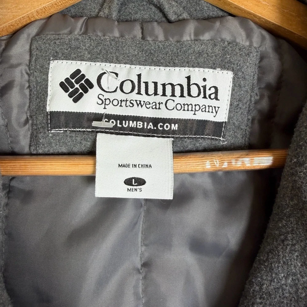 Columbia Men’s Heavy Peacoat Jacket Gray Classic Tailored Outerwear Sz L